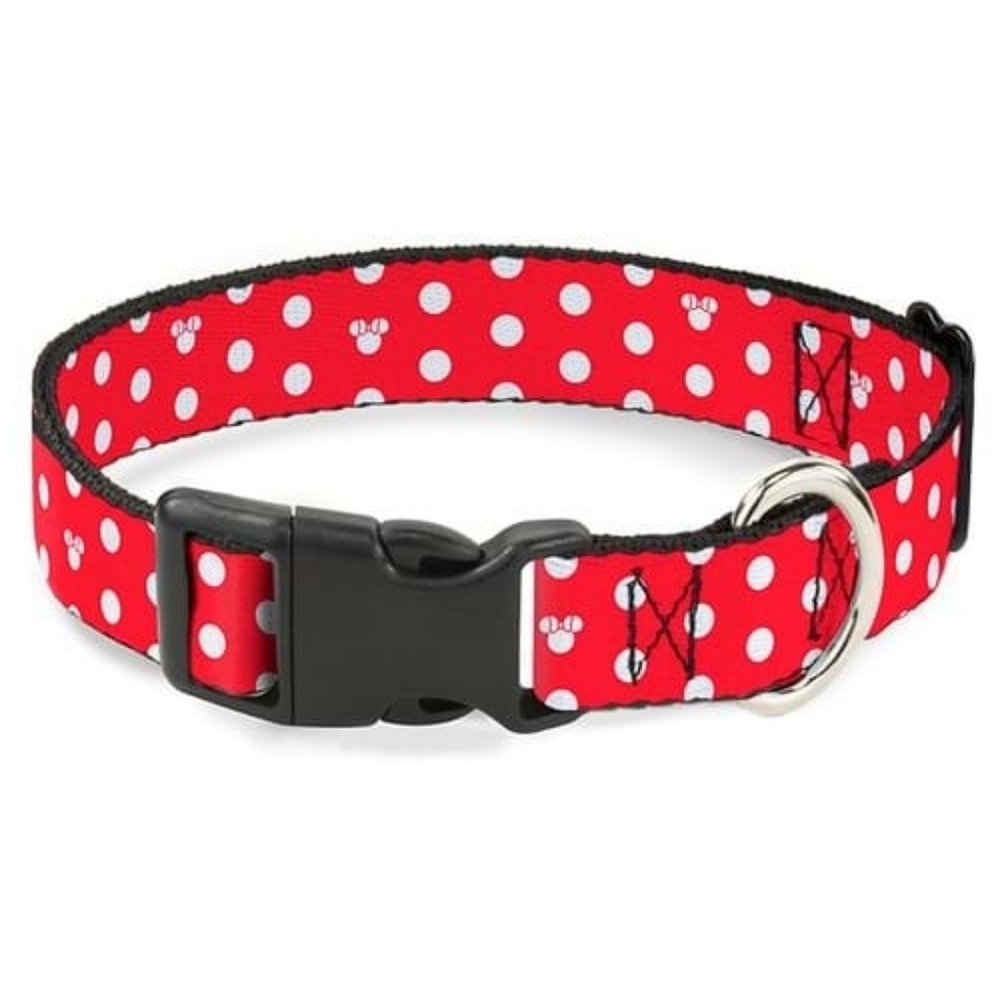 Disney Buckle-Down Minnie Mouse 0.5in Red Polka Dot Pet Collar Size Small EUC